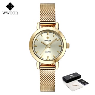 Wwoor 豪華手錶品牌洋裝連衣裙時尚簡約時鐘女士石英手錶-8823