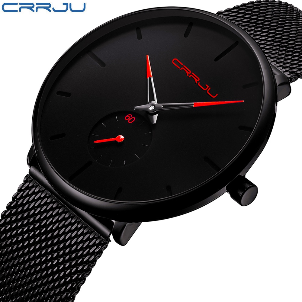 Crrju 男士手錶原創品牌超薄簡約時尚商務運動模擬石英不銹鋼防水 2150 X