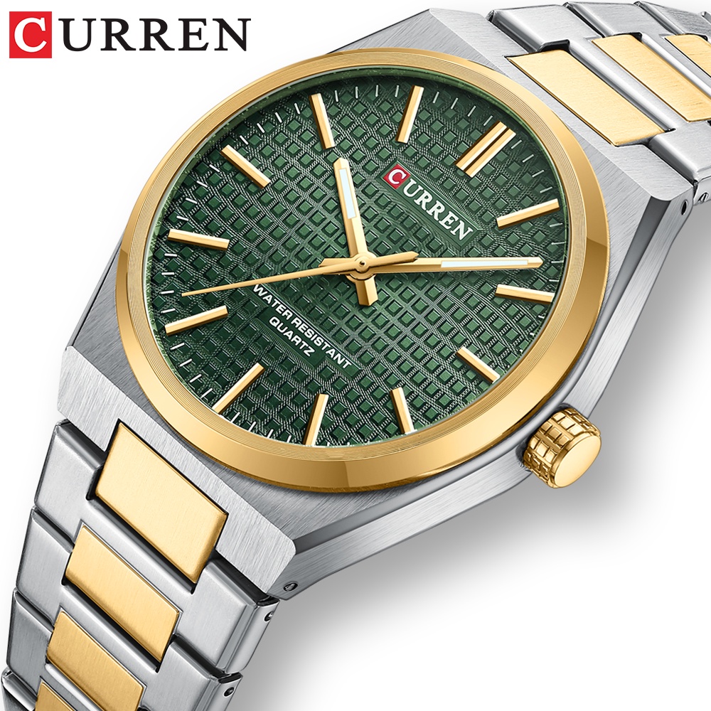 Curren 頂級品牌時尚簡約男士手錶商務不銹鋼男士石英手錶軍用防水手錶 8439