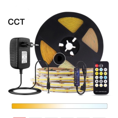 COB CCT LED燈帶DC24V雙色2700～6500K RA90白+暖白可調光燈條