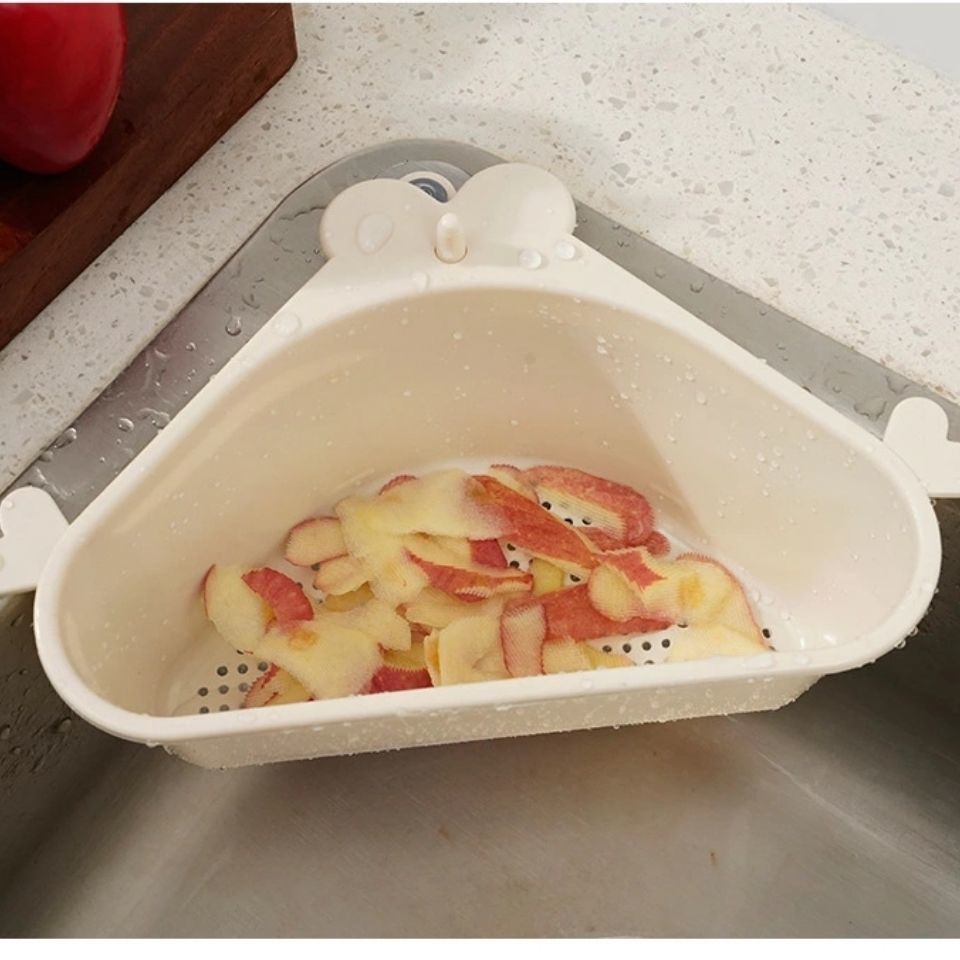 廚房水槽三角瀝水籃洗碗池抹布收納多功能掛籃剩菜剩湯防堵過濾網