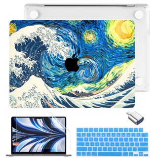 彩繪塗鴉外殼 MacBook Pro 13 14 M1 M2 M3 M4晶片 Air13.6英寸塑膠保護殼帶注音鍵盤膜