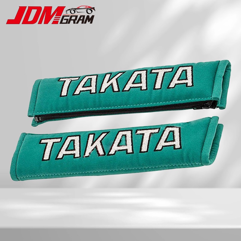 Jdmgram TAKATA 汽車安全帶肩墊 2PCS 通用汽車安全帶套汽車安全帶墊棉質安全帶保護器裝飾汽車內飾配件