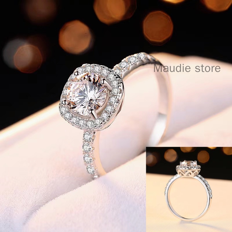 真正的莫桑石鑽石女士戒指方形光環形狀超白帶 GRA 訂婚女士戒指