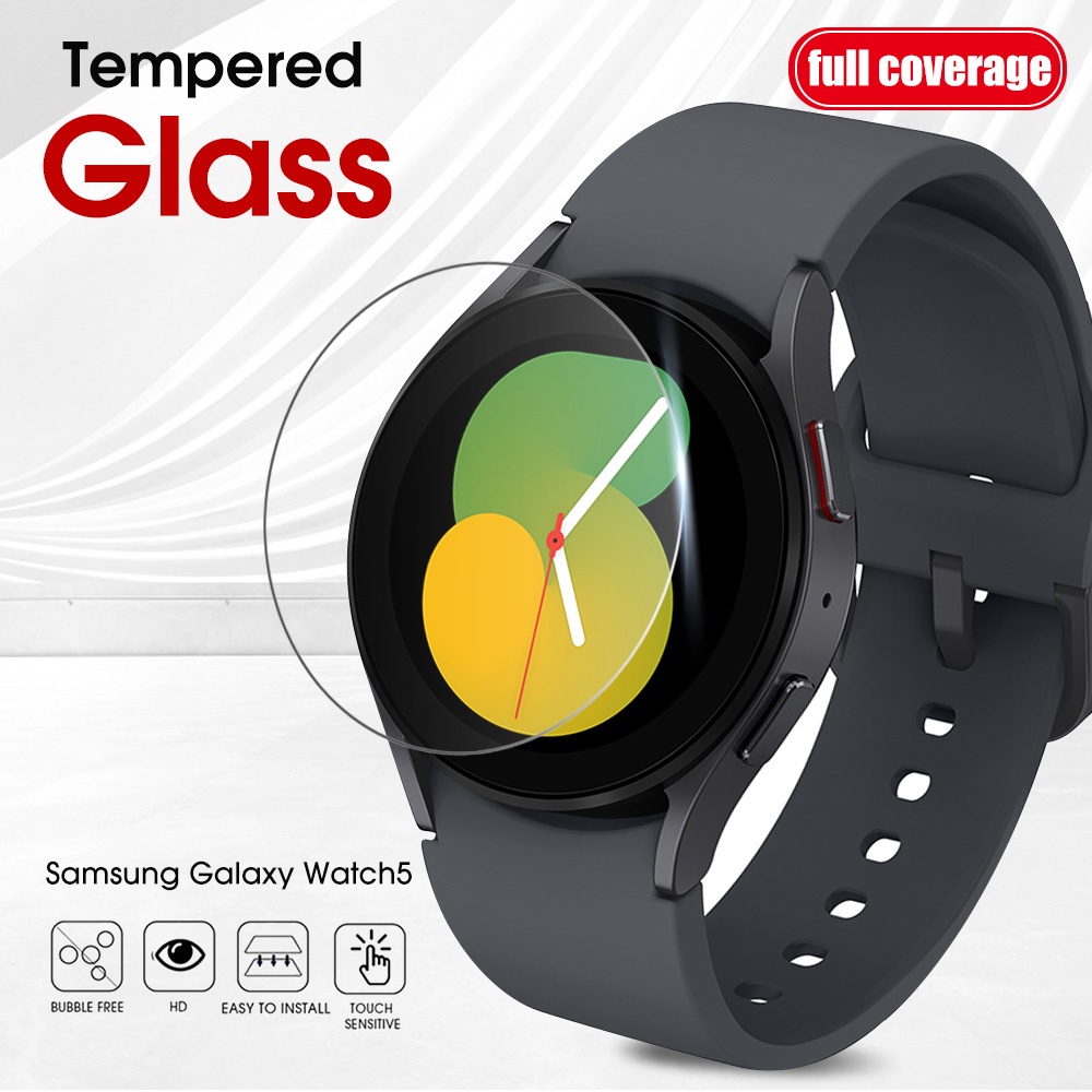 防刮膜鋼化玻璃屏幕保護膜適用於三星 Galaxy Watch 5 全覆蓋高級透明屏幕保護膜經典智能手錶配件高清