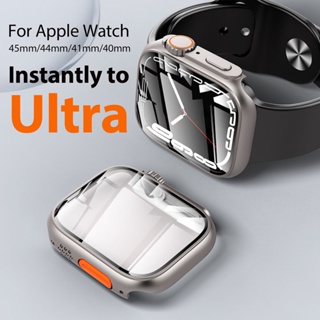 改裝 Ultra PC 硬殼兼容 Apple Watch 45 毫米 44 毫米鋼化玻璃屏幕保護膜 iWatch 獨特設