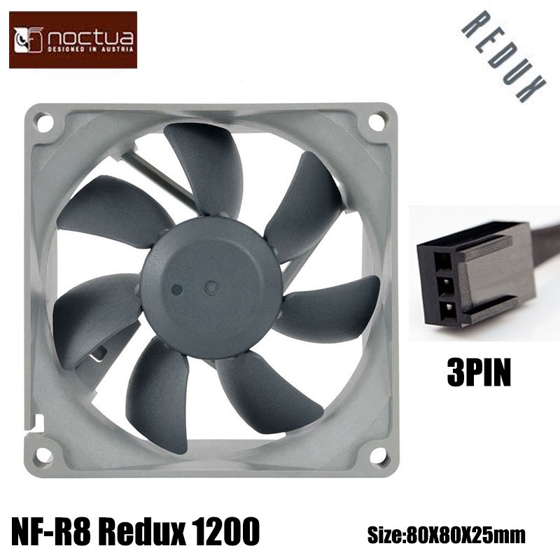 Noctua NF-R8 Redux-1200/1800/1800PWM 80mmx80mmx25mm 1200RPM