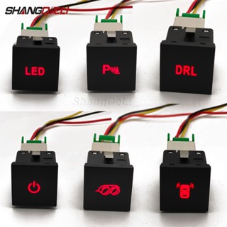 汽車紅色 LED DRL 燈包裝雷達電源開關相機後視鏡開關按鈕適用於大眾高爾夫 6 捷達 5 MK5 Caddy EOS