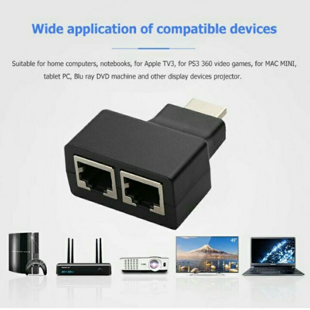 30m HDMI 雙 RJ45 CAT5E CAT6 UTP LAN 以太網 HDMI 延長器