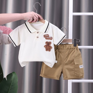 男童0-5歲寶寶衣服童裝夏季火爆款純棉翻領t恤polo+童褲2pics
