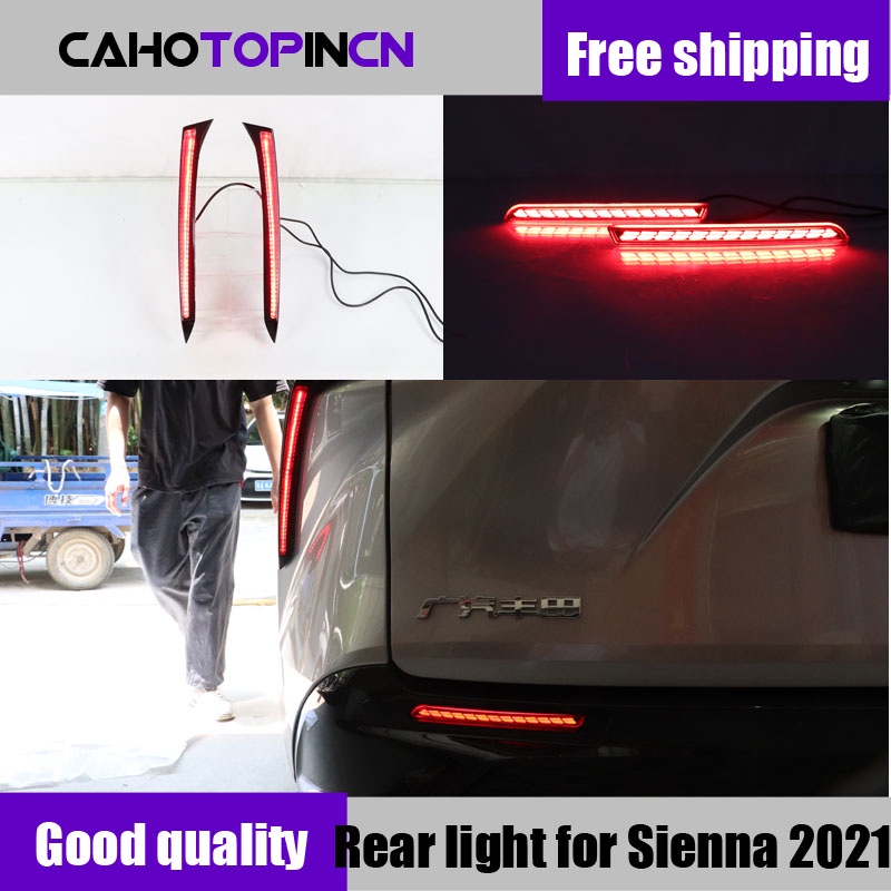 2pcs 適用於豐田 Sienna 2021 2022 3 合 1 功能 12V LED 後側燈保險槓燈剎車燈動態轉向信