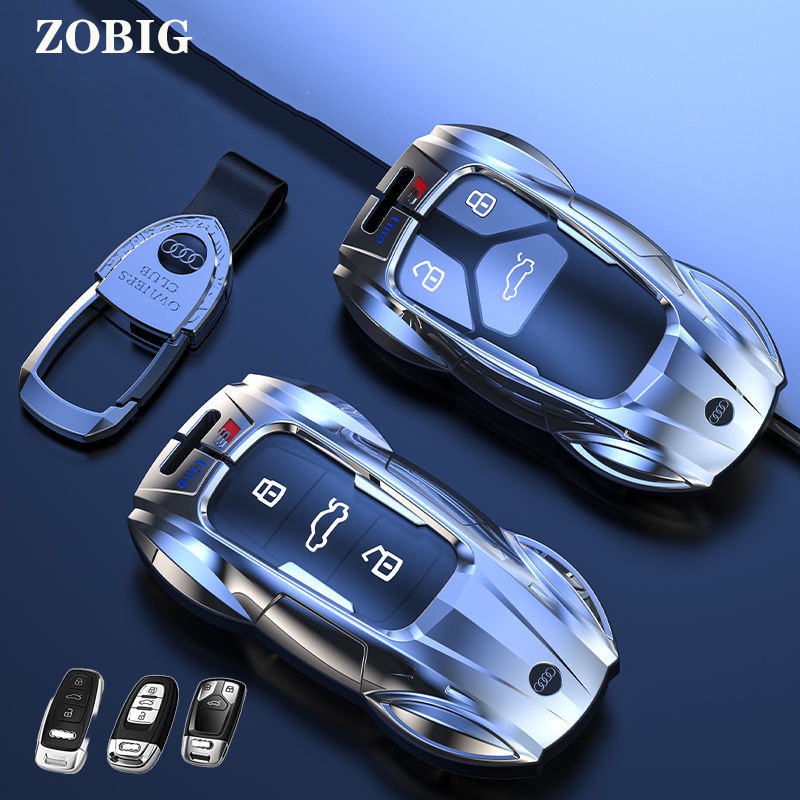 Zobig 鋅合金金屬智能鑰匙殼蓋殼適用於奧迪鑰匙殼外殼適用於奧迪 A4 A5 A6 A4L S4 Q5 Q7 TTS