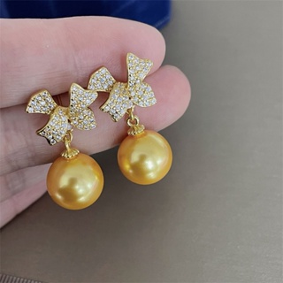 Diy珍珠配飾銅鍍金蝴蝶結型s925銀針耳環半成品