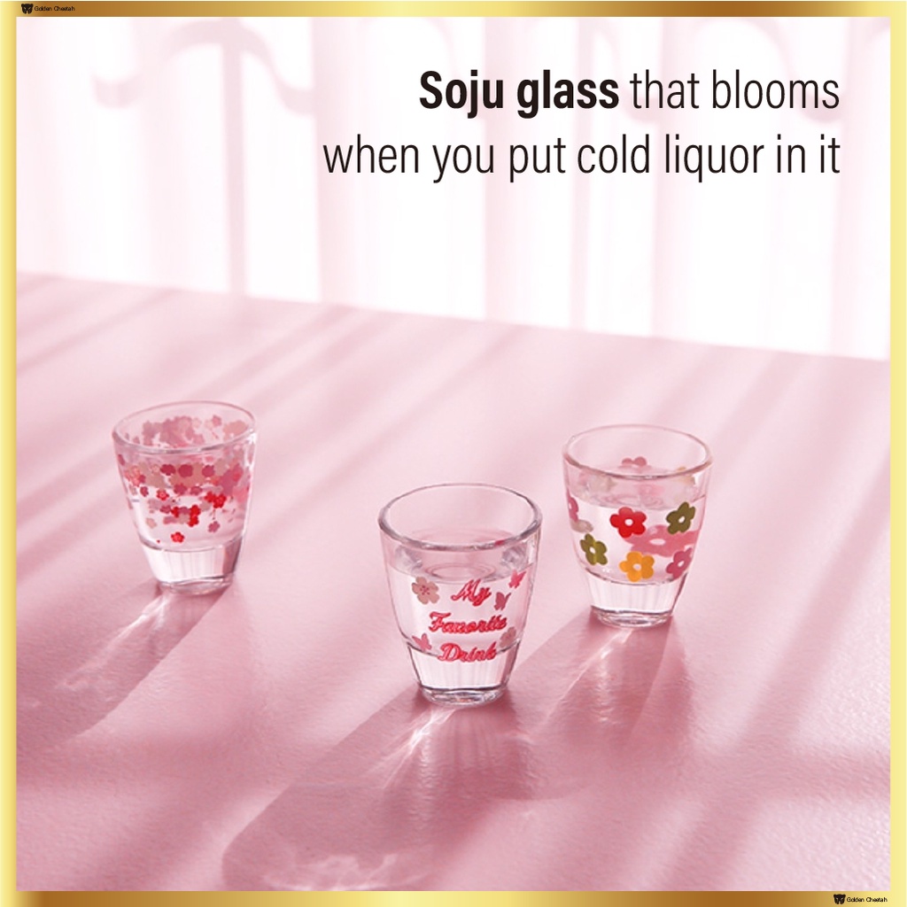 大創 Daiso 韓國盛開的 Soju 玻璃杯 3pcs