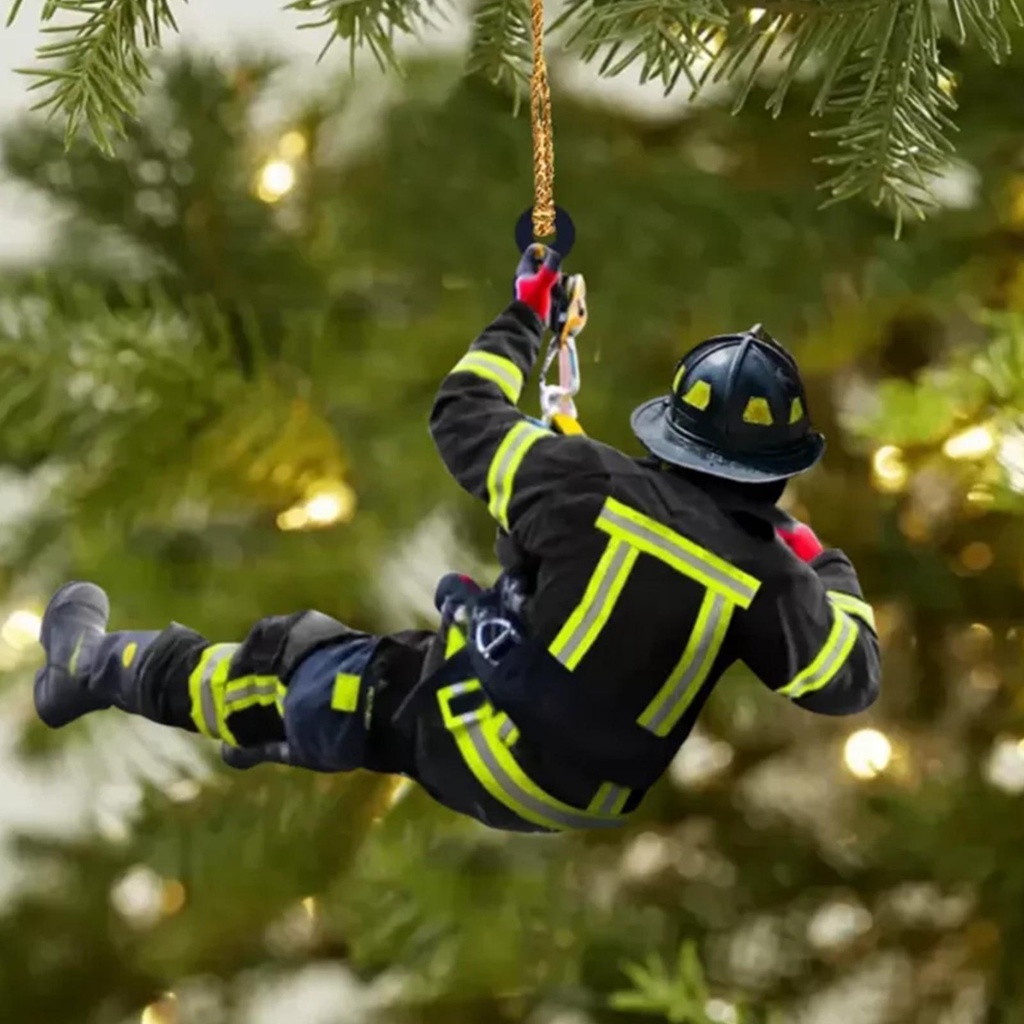 消防員汽車挂件聖誕樹裝飾消防員制服掛飾汽車之家聖誕紀念品禮物 2D