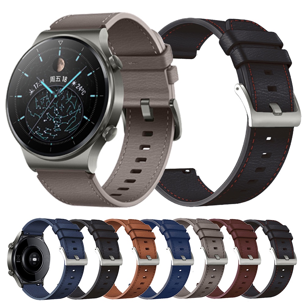 22 毫米皮革錶帶適用於華為 Watch GT 2 GT2 Pro 智能手錶錶帶替換錶帶適用於華為 Honor Watc