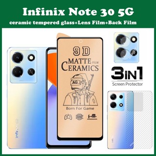 3 合 1 infinix Note 30 5G 陶瓷鋼化玻璃螢幕保護膜 + 相機膜 + 背膜適用於 infinix N