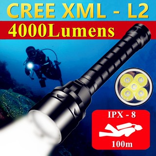 專業潛水手電筒 強光超亮潛水手電筒 LED水肺潛水手電筒 進口Cree XM-L2 IPX8防水 水下100m手電筒