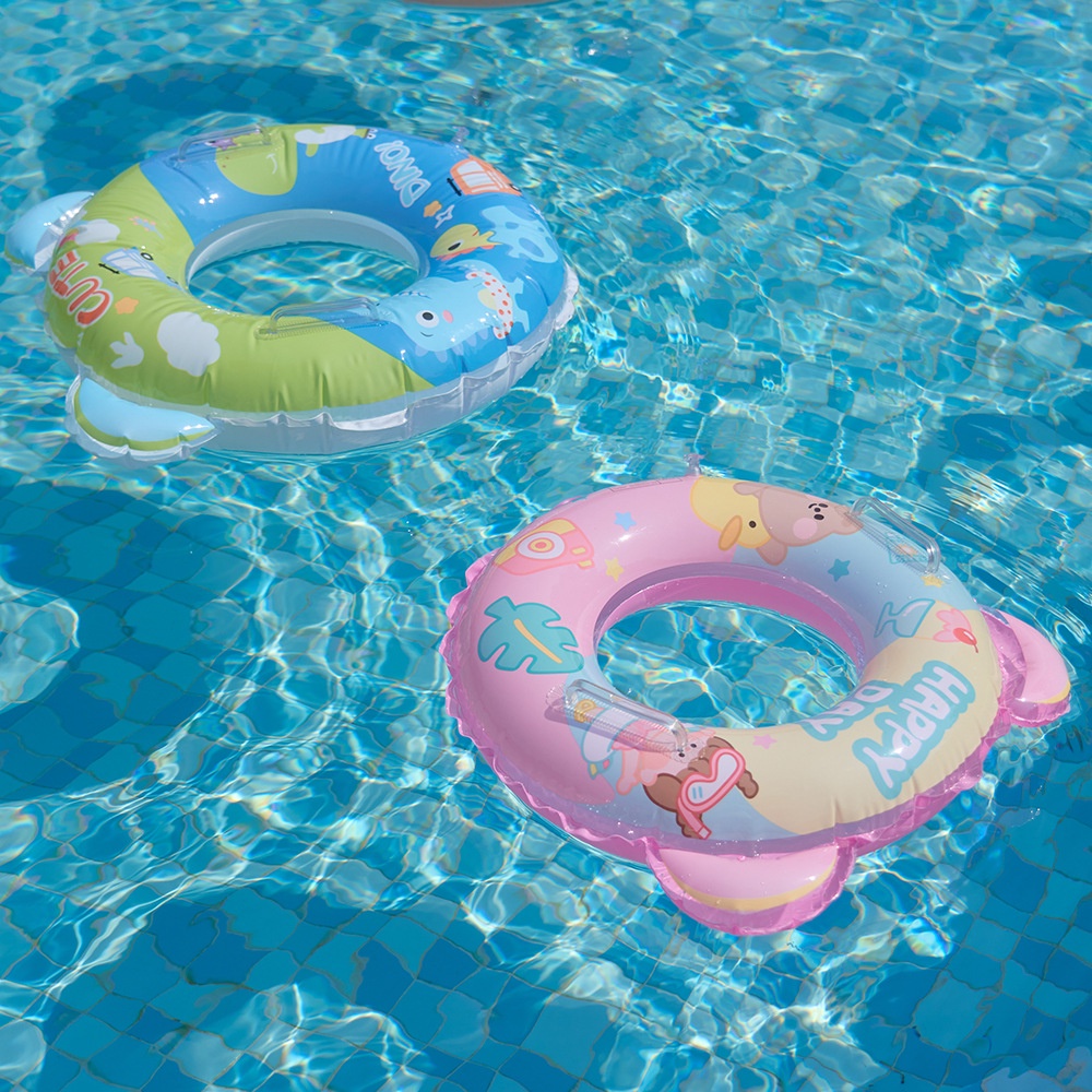 嬰兒可愛熊游泳圈管充氣玩具嬰兒游泳圈兒童游泳圈浮池沙灘水上派對玩具