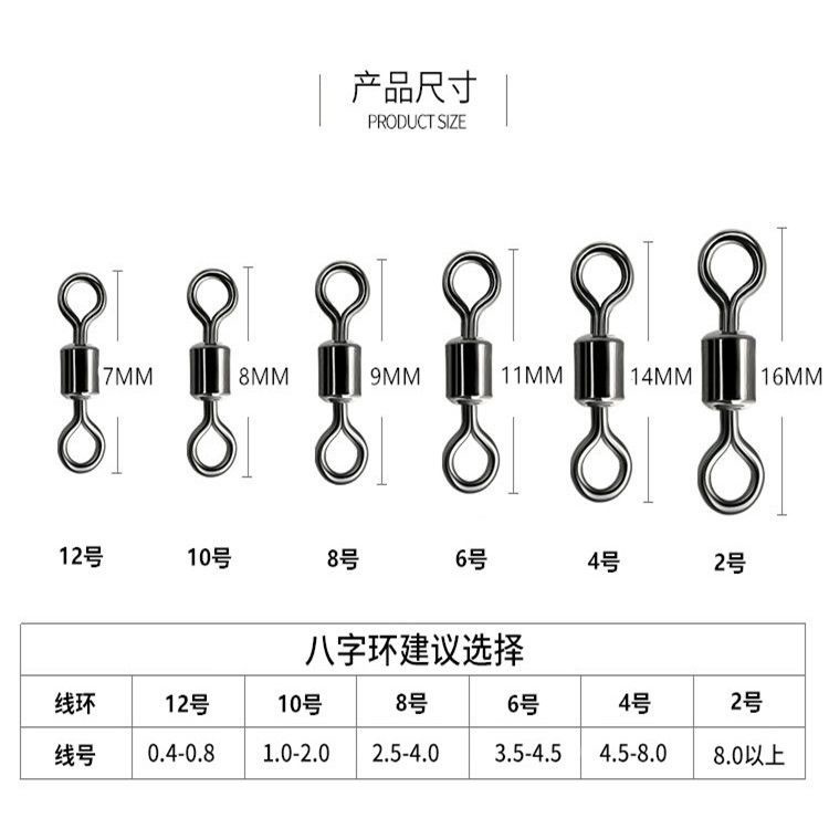 不鏽鋼大物高速八字環連接器 精品培林轉環 路亞連接環 八字環不鏽鋼高速8字環釣魚小配件大物子母環鏈接器卸力強力轉環