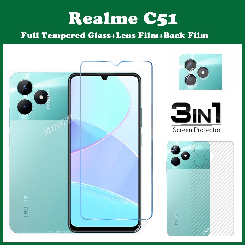 適用於 Realme C51 鋼化玻璃 Realme C51 屏幕保護膜 Realme C51 相機鏡頭保護膜全覆蓋屏幕