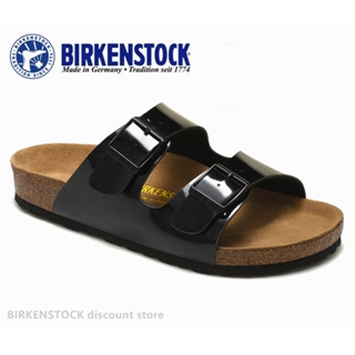 Birkenstock Arizona 男/女經典軟木黑色鏡面皮拖鞋沙灘休閒鞋 34-46