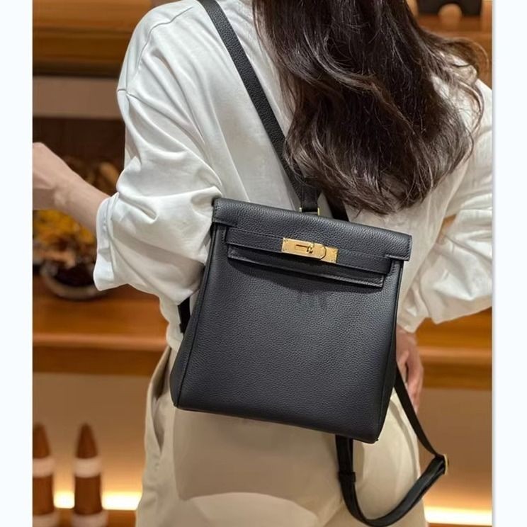 [現貨Loro Piana包]真皮雙肩凱莉包包女大容量背包書包2023新款高級感女包時尚斜背包