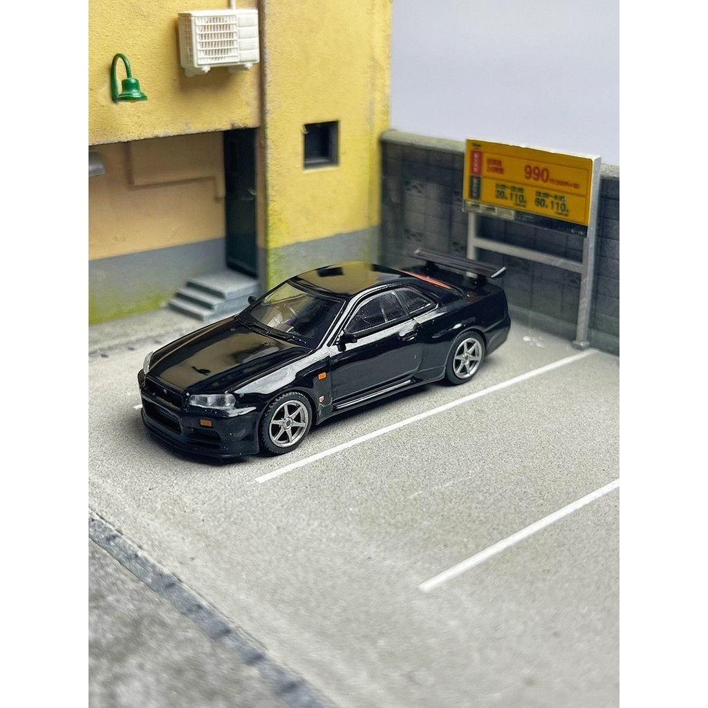 TSM MINI GT 1:64 #570 日產 Nissan GTR R34 黑色 合金汽車模型