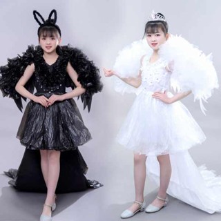 兒童女孩天使服裝兒童環保時裝秀幼兒園女孩走秀衣服親子手工DIY材料天使