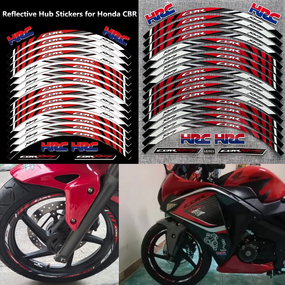 HONDA 16 件裝全新 18/19 英寸摩托車裝飾輪貼紙反光汽車配件造型汽車標誌貼紙適用於本田 CBR 摩托車輪胎貼