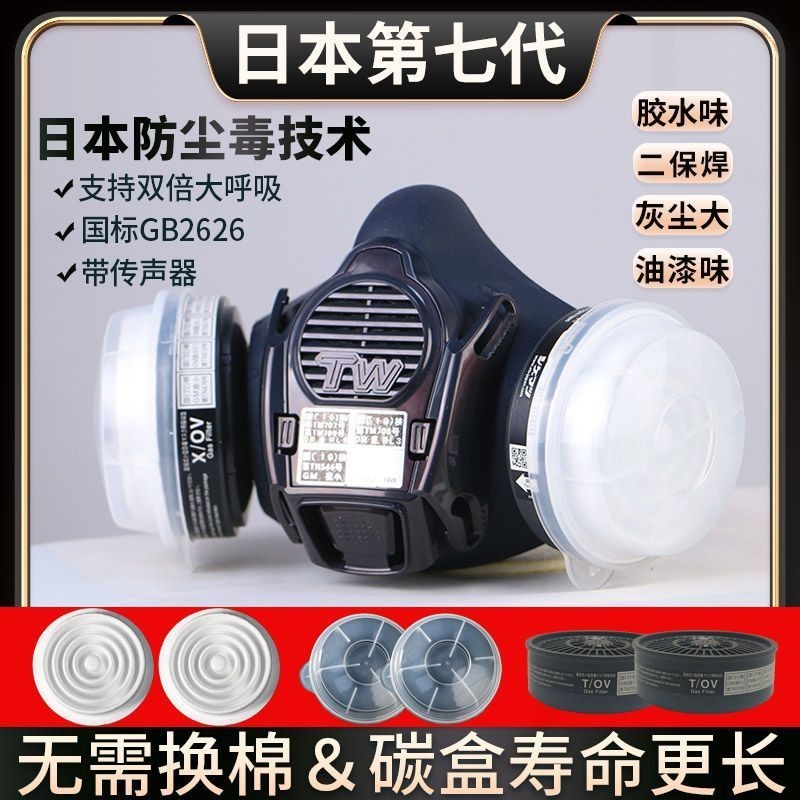 日本進口重松TW08S防塵口罩防毒面具防工業粉塵二保焊噴漆矽膠