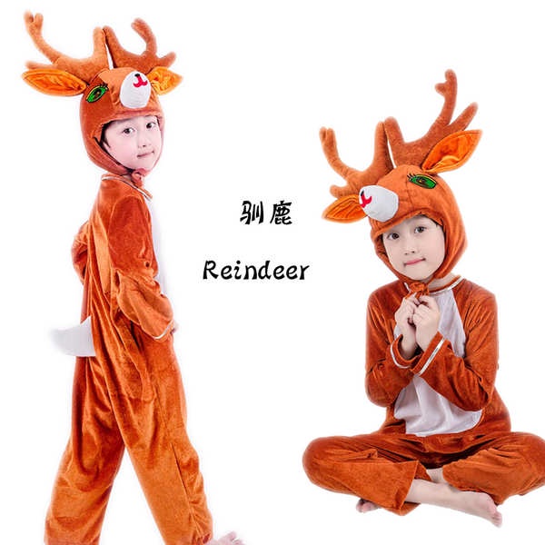 聖誕服裝 聖誕節髮飾 新款兒童馴鹿動物表演服裝幼兒園耶誕節梅花鹿麋鹿小鹿成人表演服