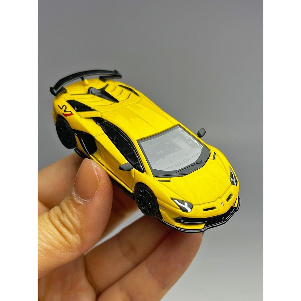 TSM MINI GT1:64 #563 蘭博堅尼 SVJ 阿文塔多黃色合金汽車模型