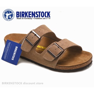 Birkenstock Arizona 男/女經典軟木淺棕色毛絨拖鞋沙灘休閒鞋 34-46