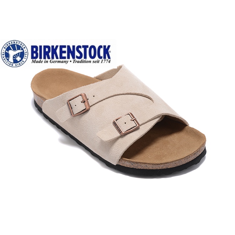 BIRKENSTOCK 勃肯 827 男/女經典軟木麂皮米色拖鞋沙灘樂福鞋 34-46