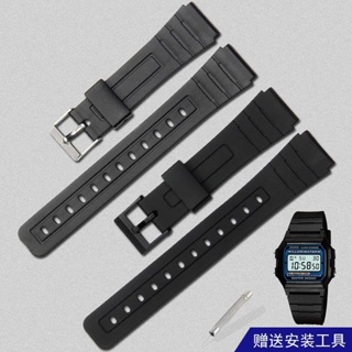 TJJ/樹脂橡膠卡西手錶帶代用F-84/F-91W/F-94/F-105錶帶電子錶歐