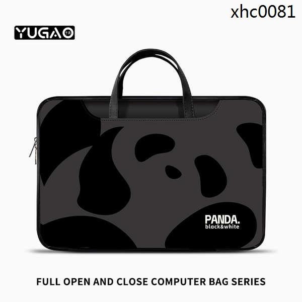 熱銷· YG創意可愛熊貓筆電包手提適用蘋果macbook15點6寸小新air13.3華為matebook聯想女14內袋p