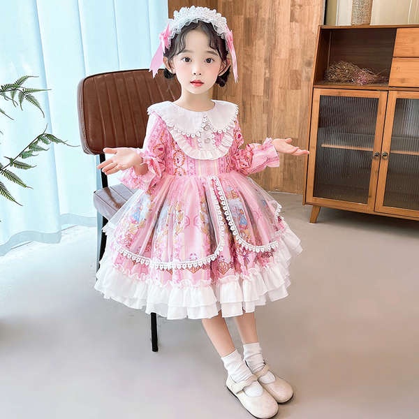 2023新款春秋女童蘿莉塔公主裙兒童洋裝lolita秋裝寶寶洋氣裙子
