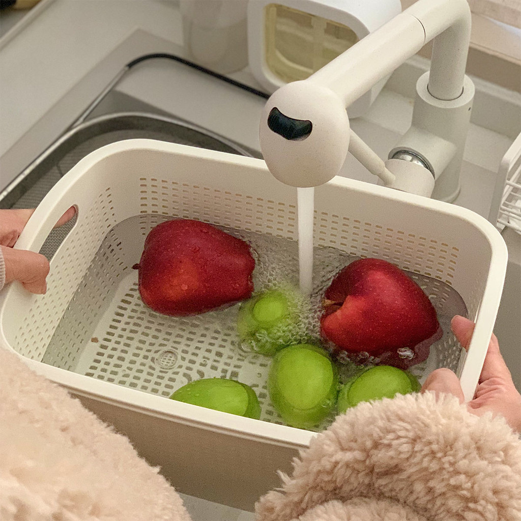 瀝水盆雙層加厚廚房洗菜籃家用大容量瀝水籃洗水果籃塑膠濾水收納淘菜盆