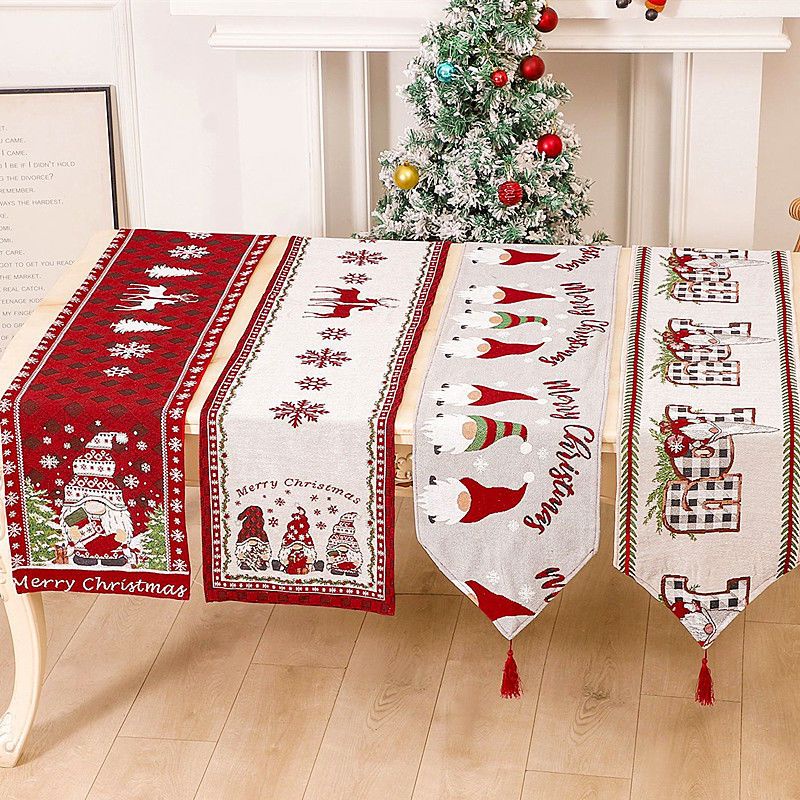 耶誕節裝飾品桌旗長條桌布1.8米茶几布餐桌墊2.2米針織布藝床旗餐