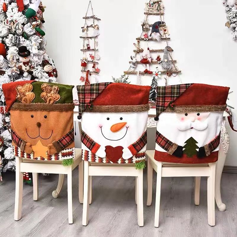 耶誕節裝飾品老人雪人椅套酒店餐廳節日佈置裝扮用品椅子套裝飾