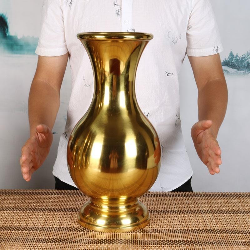 新款銅光面花瓶擺件 銅花瓶擺件 花瓶擺件一對 居家裝飾擺件 玄關裝飾擺件