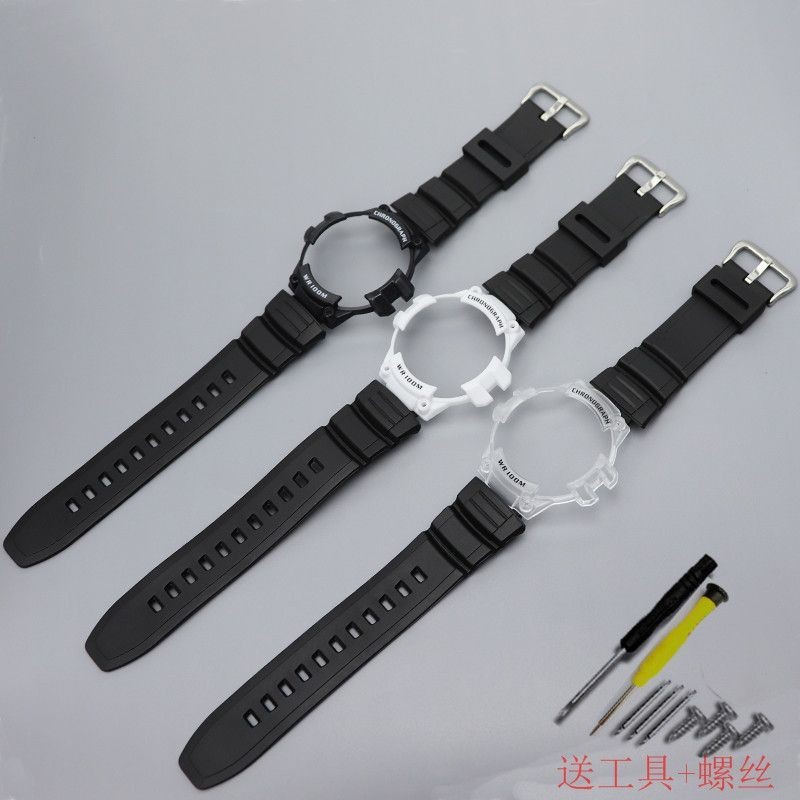 適用於MCW110手錶MCW-100H錶殼+錶帶運動學生防水男石英橡膠表套