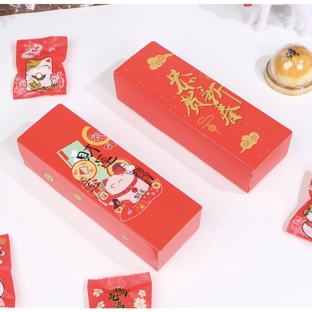 現貨  24小時出貨    現貨簡易3粒装 80G 蛋黃酥烘焙包裝盒 翻蓋彩色燙金長條雪花酥包裝禮盒 牛扎餅乾