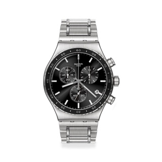 【SWATCH】Irony 金屬Chrono 手錶 CARBONIUM DREAM (43mm) 瑞士錶 YVS495G