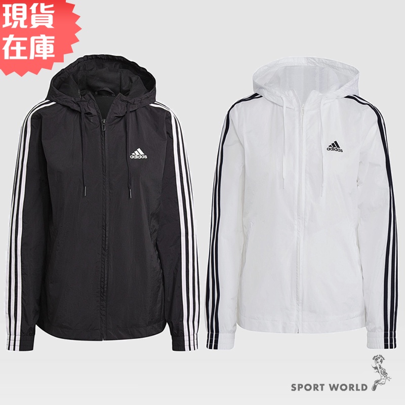 Adidas 女裝 連帽外套 風衣外套 訓練 黑/白【運動世界】GR9602/H10243