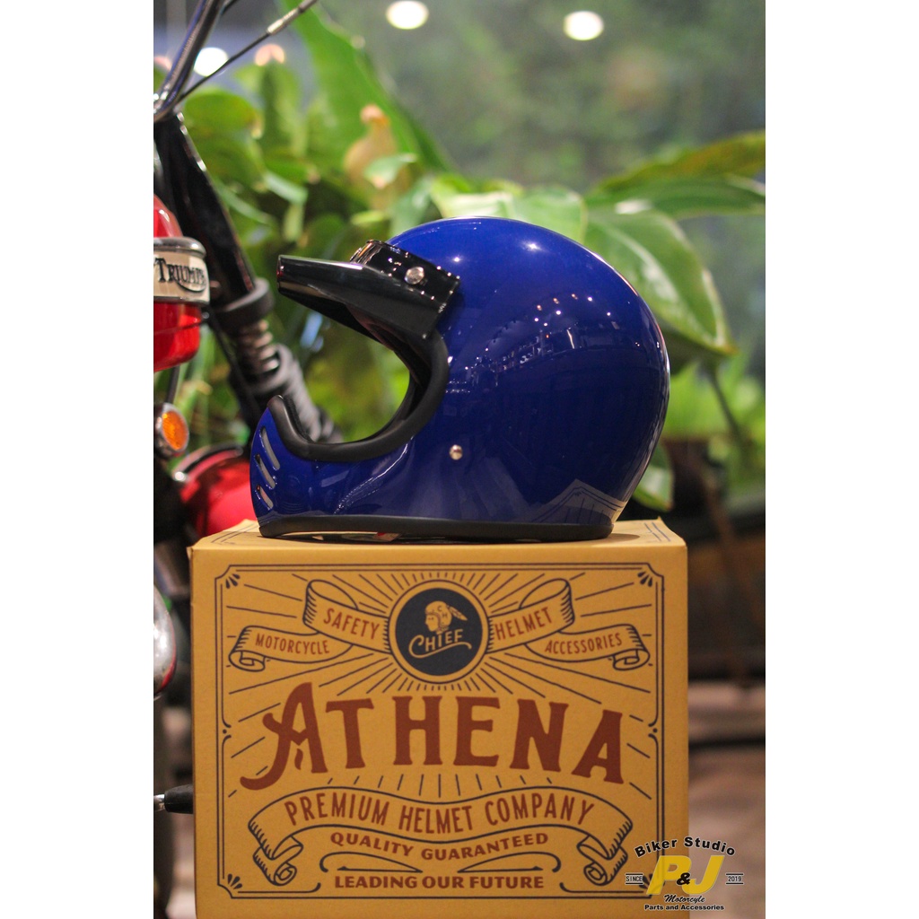貝斯特安全屋 免運優惠中 (現貨) Chief Athena 山車帽 復古帽 越野帽 全罩式 安全帽 復古藍色
