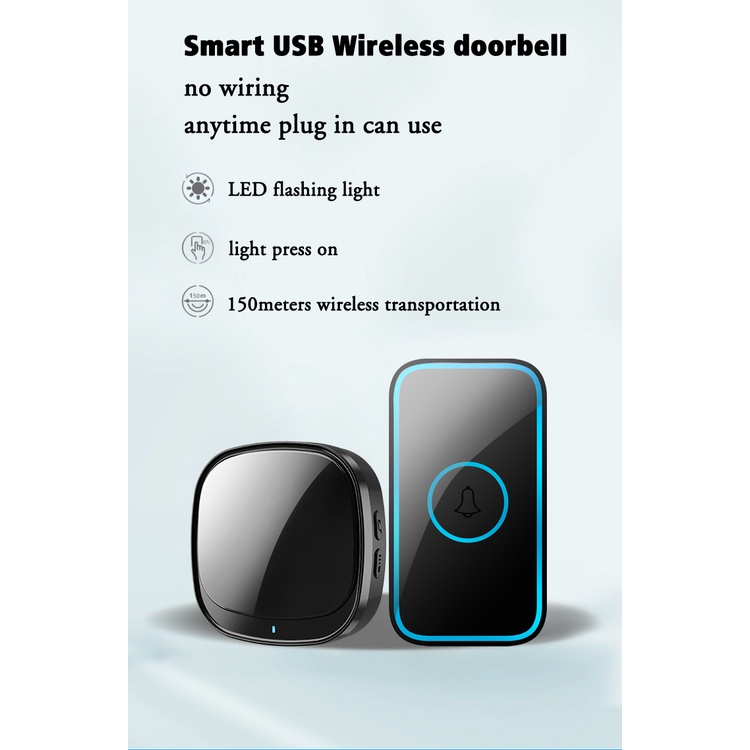 2022 Version★CACAZI USB Wireless Doorbell Waterproof 110db 6