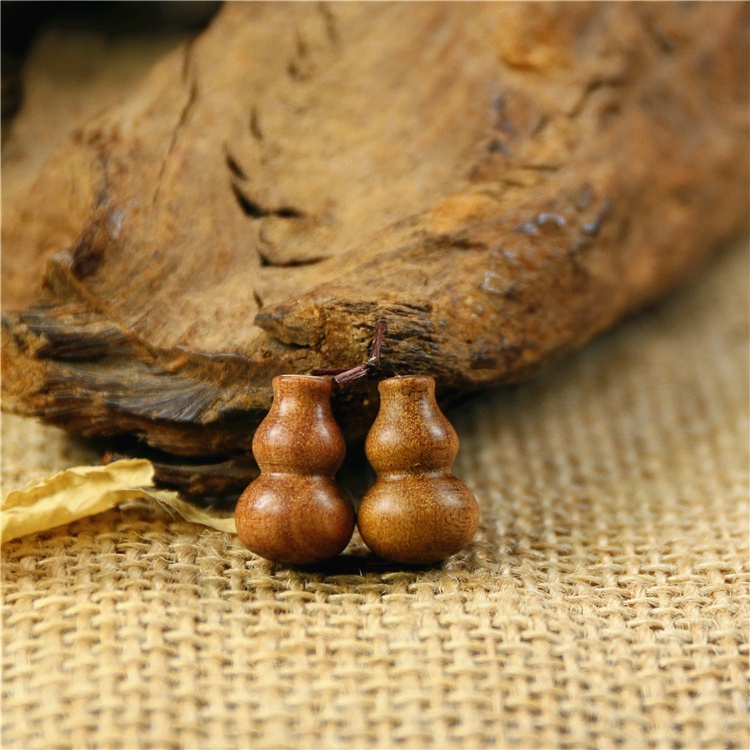 *8507.自然印度邁索爾老山檀香小葫蘆吊墜對珠手串項鏈配飾醇化老料雕件