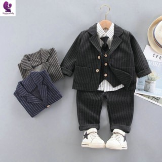 男童西裝套裝 兒童西服 嬰兒童裝秋裝套裝1一2-3周歲寶寶春秋裝小童西裝四件套小孩衣服潮